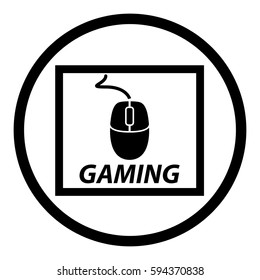 Computer mouse icon in circle on white background