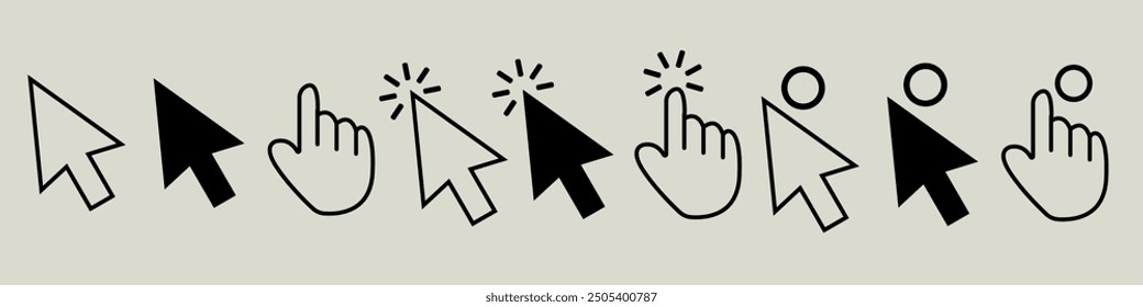 Computer mouse icon click cursor loading mouse icon editable vector icon collection arrow black buttons communication digital finger interface pointer press style touch pad