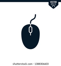 Computer mouse icon collection in glyph style, solid color vector