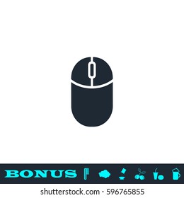 Computer Mouse icon flat. Black pictogram on white background. Vector illustration symbol and bonus button