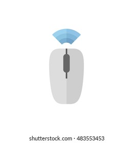 Computer mouse icon in flat color style. Wireless blue tooth connection