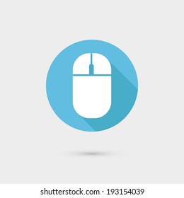 Computer mouse icon Flat design, long shadow