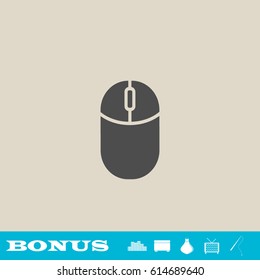 Computer Mouse icon flat. Grey pictogram on light background. Vector illustration symbol and bonus button real estate, ottoman, vase, tv, fishing rod