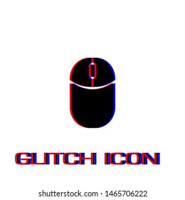 Computer Mouse icon flat. Simple pictogram - Glitch effect. Vector illustration symbol