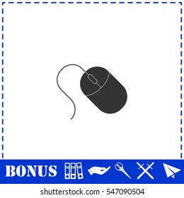 Computer mouse icon flat. Simple vector symbol and bonus icon