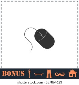 Computer mouse icon flat. Simple vector symbol and bonus icon