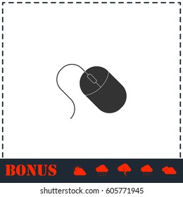 Computer mouse icon flat. Simple vector symbol and bonus icon