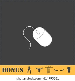 Computer mouse icon flat. Simple vector symbol and bonus icon