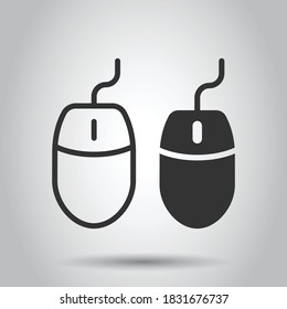 Computer mouse icon in flat style. Cursor vector illustration on white isolated background. Pointer business concept.