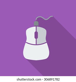 Computer Mouse icon. Flat vector related icon with long shadow for web and mobile applications. It can be used as - logo, pictogram, icon, infographic element. Vector Illustration.