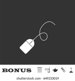Computer mouse icon flat. White pictogram on black background. Vector illustration symbol and bonus icons