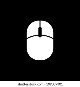 Computer Mouse Icon Isolated on Black Background