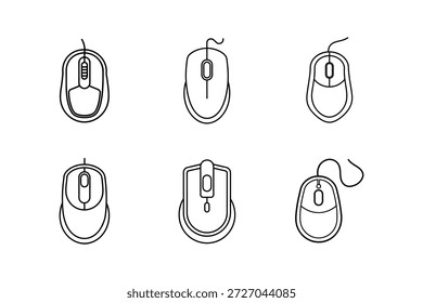 Ilustración vectorial de arte de línea de icono de ratón de computadora
