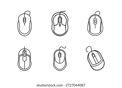 Ilustración vectorial de arte de línea de icono de ratón de computadora
