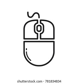 computer mouse icon, line art / outline mouse icon, flat design best vector computer mouse illustration 