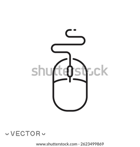 computer mouse icon, mouse line concept, thin line symbol isolated on white background, editable stroke eps 10 vector illustration