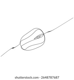 Computer mouse icon line continuous drawing vector. One line Computer mouse device icon vector background. Mouse cursor to PC icon. Continuous outline of a Mouse computer device icon.