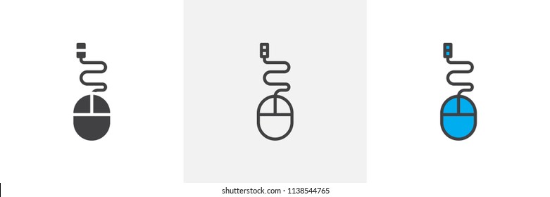 Computer mouse icon. Line, solid and filled outline colorful version, outline and filled vector sign. Symbol, logo illustration. Different style icons set. Pixel perfect vector graphics