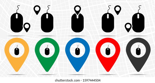 Computer mouse icon in location set. Simple glyph, flat illustration element of technology theme icons