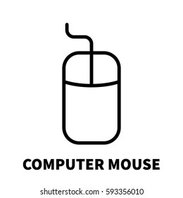 Computer mouse icon or logo in modern line style. High quality black outline pictogram for web site design and mobile apps. Vector illustration on a white background.