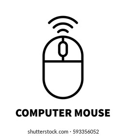Computer mouse icon or logo in modern line style. High quality black outline pictogram for web site design and mobile apps. Vector illustration on a white background.