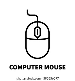 Computer mouse icon or logo in modern line style. High quality black outline pictogram for web site design and mobile apps. Vector illustration on a white background.