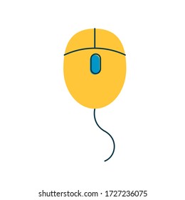 Computer mouse icon for logo, poster. Convenient equipment for PC or laptop, pictogram for website, internet serf service, modern communication and technology. Optical or wireless mouse simple design