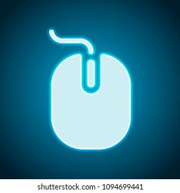 computer mouse icon. Neon style. Light decoration icon. Bright electric symbol