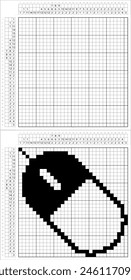 Computer Mouse Icon Nonogram Pixel Art, Logic Puzzle Game Griddlers, Pic-A-Pix, Picture Paint By Numbers, Picross, Computer Digital Input Device Vector Art Illustration