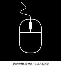 Computer mouse icon on black background. Vector illustration.