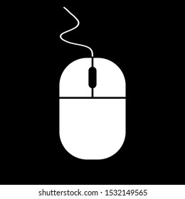 Computer mouse icon on black background. Vector illustration.