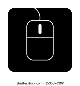 Computer mouse icon on black button. Vector illustration.