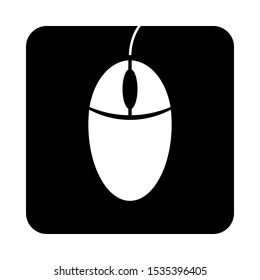 Computer mouse icon on black button. Vector illustration.