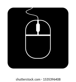 Computer mouse icon on black button. Vector illustration.