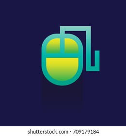 computer mouse icon on blue background. logo. symbol. Technology. vector. illustration