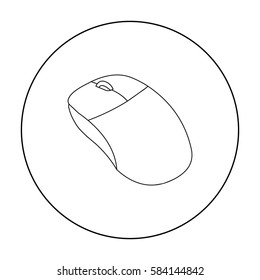 Computer mouse icon in outline style isolated on white background. Personal computer symbol stock vector illustration.