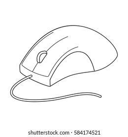 Computer Mouse Icon In Outline Style Isolated On White Background. Personal Computer Accessories Symbol Stock Vector Illustration.