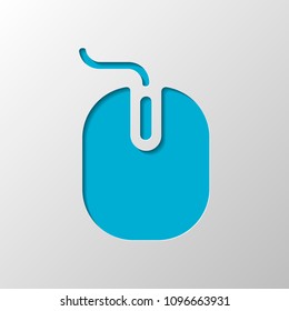 computer mouse icon. Paper design. Cutted symbol with shadow