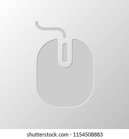 computer mouse icon. Paper design. Cutted symbol. Pitted style