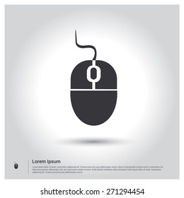 Computer Mouse Icon, pictogram icon on gray background. Vector illustration for web site, mobile application. Simple flat metro design style. Outline Icon. Flat design style