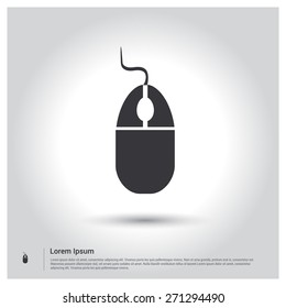 Computer Mouse Icon, pictogram icon on gray background. Vector illustration for web site, mobile application. Simple flat metro design style. Outline Icon. Flat design style
