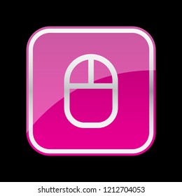 computer mouse icon with pink color. vector illustration 
