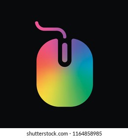 computer mouse icon. Rainbow color and dark background