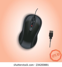 Computer mouse icon.  Realistic image. Made in vector illustration