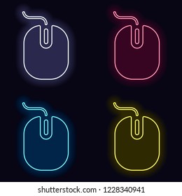 computer mouse icon. Set of fashion neon sign. Casino style on dark background. Seamless pattern