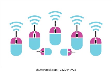 Computer mouse icon set, isolated white background