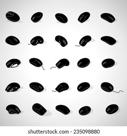 Computer Mouse Icon Set - Isolated On Gray Background - Vector Illustration, Graphic Design Editable For Your Design