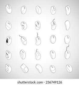 Computer Mouse Icon Set - Isolated On Gray Background - Vector Illustration, Graphic Design Editable For Your Design