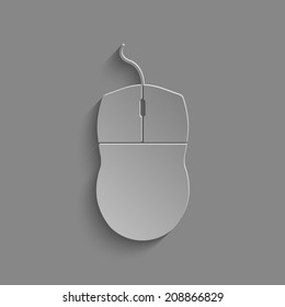 computer mouse icon with shadow on a grey background