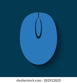 computer mouse icon   with shadow on a blue background